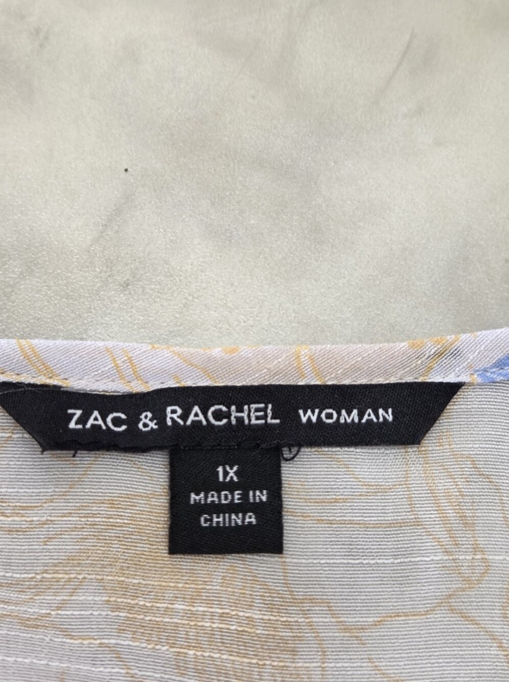 Zac & Rachel Patchwork Floral Tunic with Crochet V-Neck Sheer Blue/Cream Size 1X - Picture 6 of 8